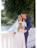 Long Sleeves Ivory Chiffon Church Wedding Dress